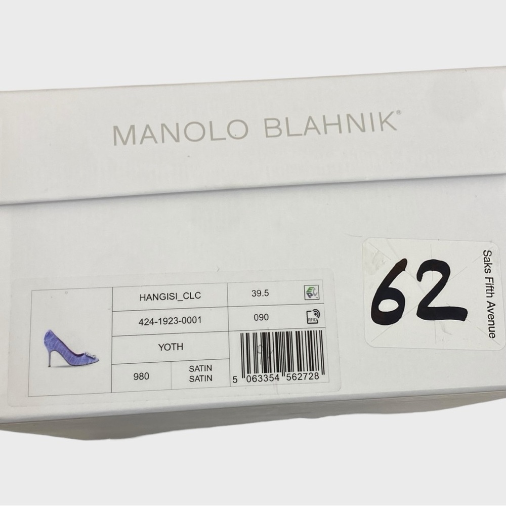 Manolo Blahnik New in Box Hangisi Purple Pleated Satin Pumps Size 39 1/2 - Picture 6 of 12